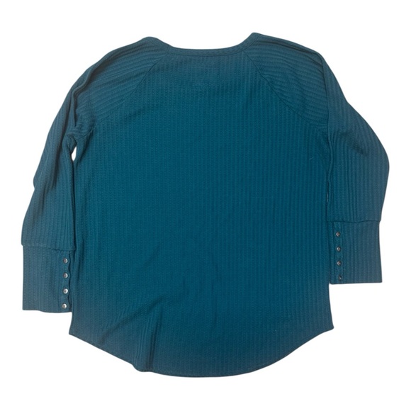 Chaser Teal Waffle Knit Thermal Long Sleeve Top Womens XXL Stretch - Picture 2 of 4